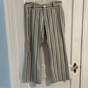 Izod Petite 100% Cotton Blue & White Striped Pants Women’s Size 12P Pockets